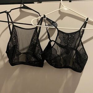 2 Victoria's Secret Black Sheer Lace Bralettes